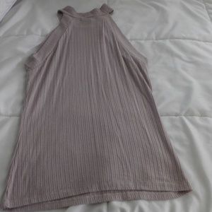 High neck tank top ribbed